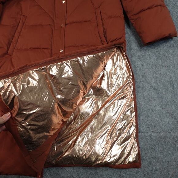 Avec Les Filles Coat Womens Extra Large Puffer Down Fill Copper Long Hooded - Picture 3 of 14